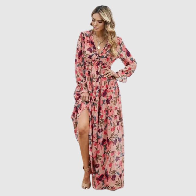 Chiffon-Maxikleid mit floralem Druck