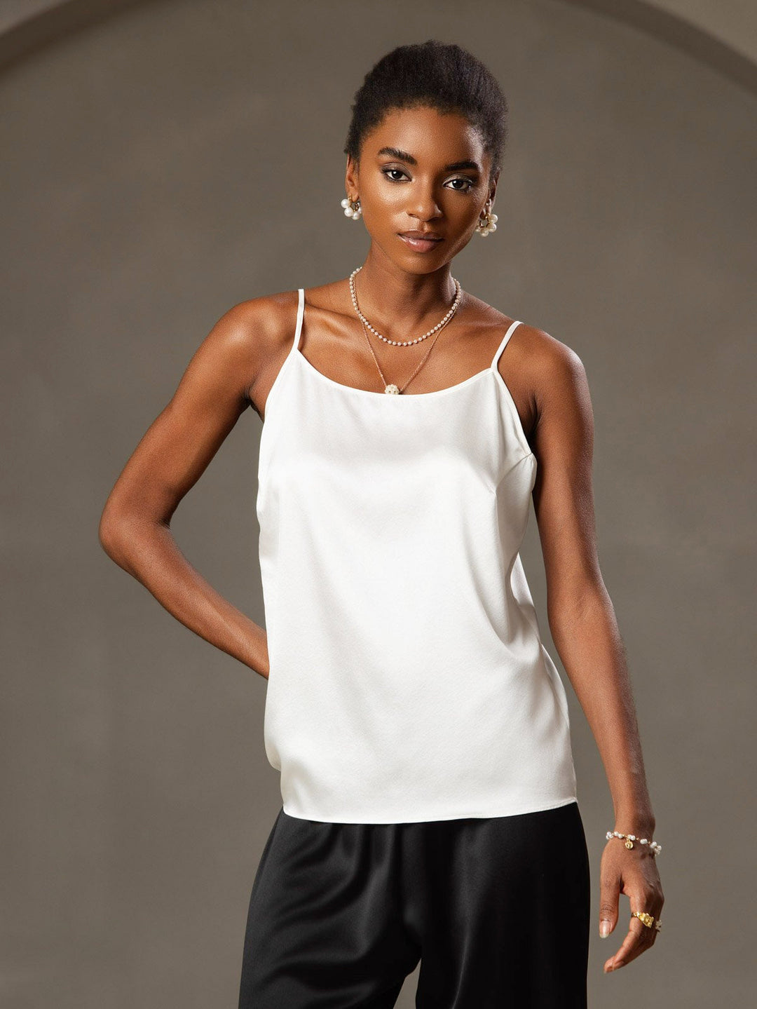 Heidi-Mode | Seide Entspannt Spaghettiträger Camisole Top