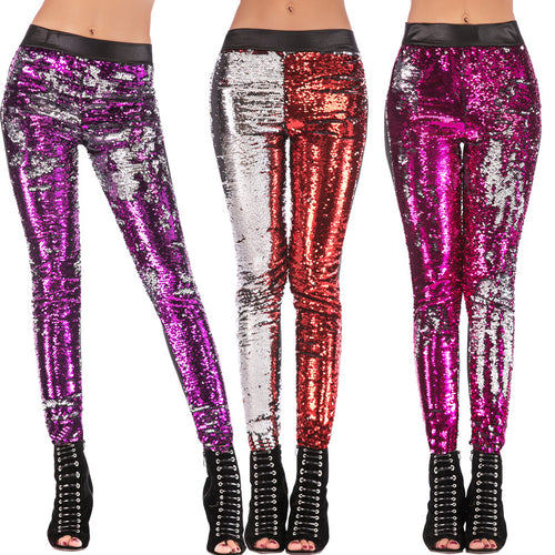 Damen Glamouröse Pailletten-Leggings Heidi-Mode