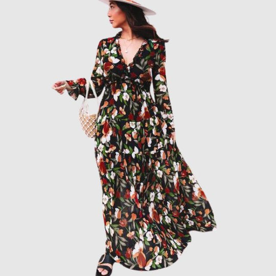 Chiffon-Maxikleid mit floralem Druck