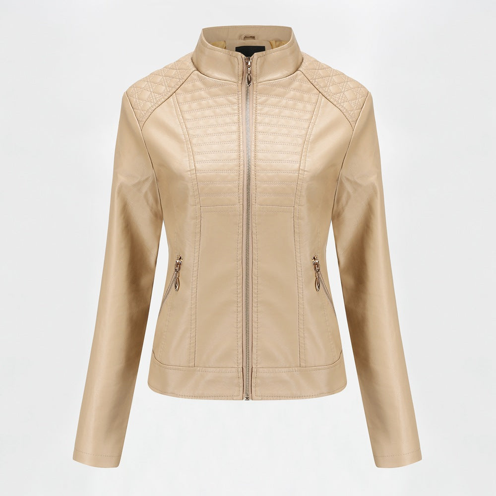 Damen Kunstlederjacke mit modischem Steppmuster Heidi-Mode