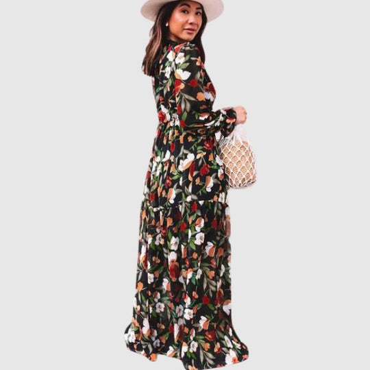 Chiffon-Maxikleid mit floralem Druck