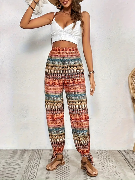 Allover Print Hose mit Seitenschlitz