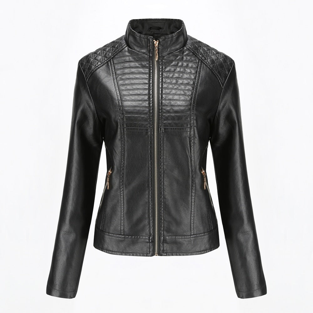 Damen Kunstlederjacke mit modischem Steppmuster Heidi-Mode