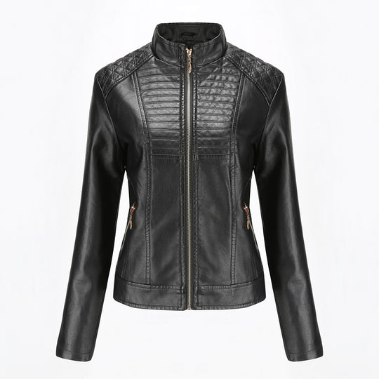 Damen Kunstlederjacke mit modischem Steppmuster Heidi-Mode