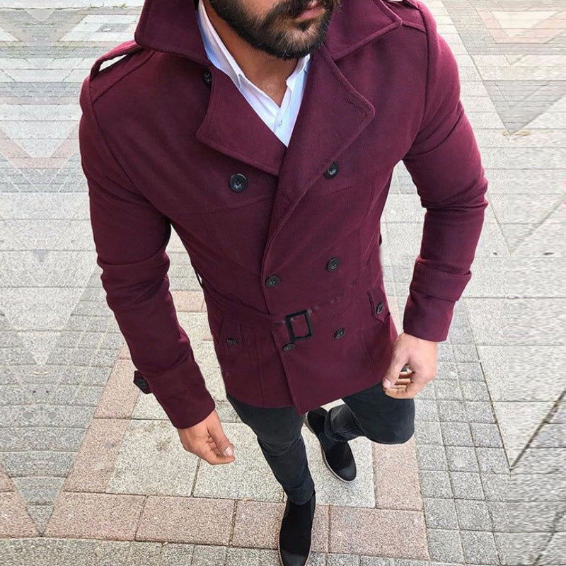 Herren modischer Trenchcoat mit gefüttertem Kragen und Gürtel Heidi-Mode