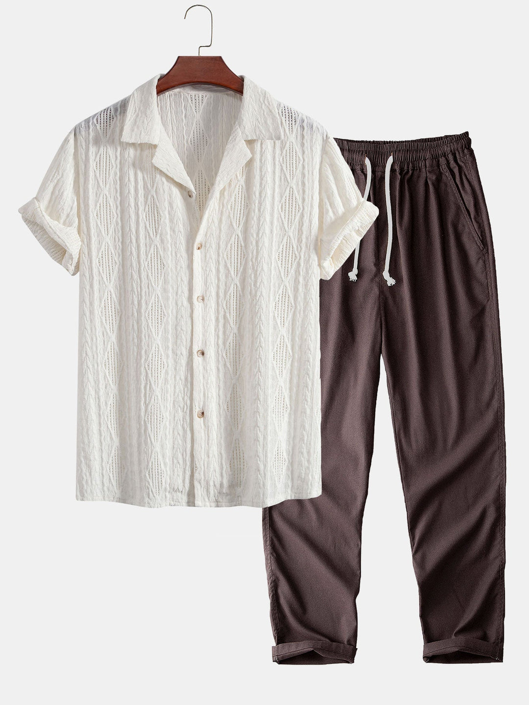 Jacquard Cuban Shirt & Straight Leg Linen Pants