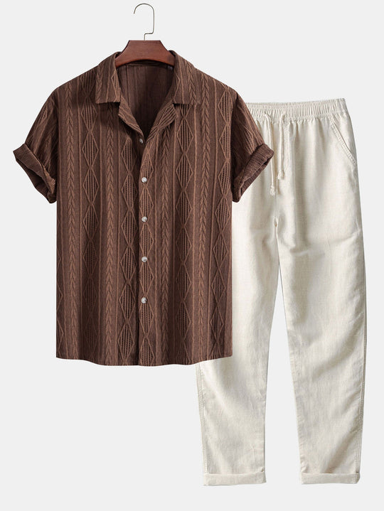 Jacquard Cuban Shirt & Straight Leg Linen Pants