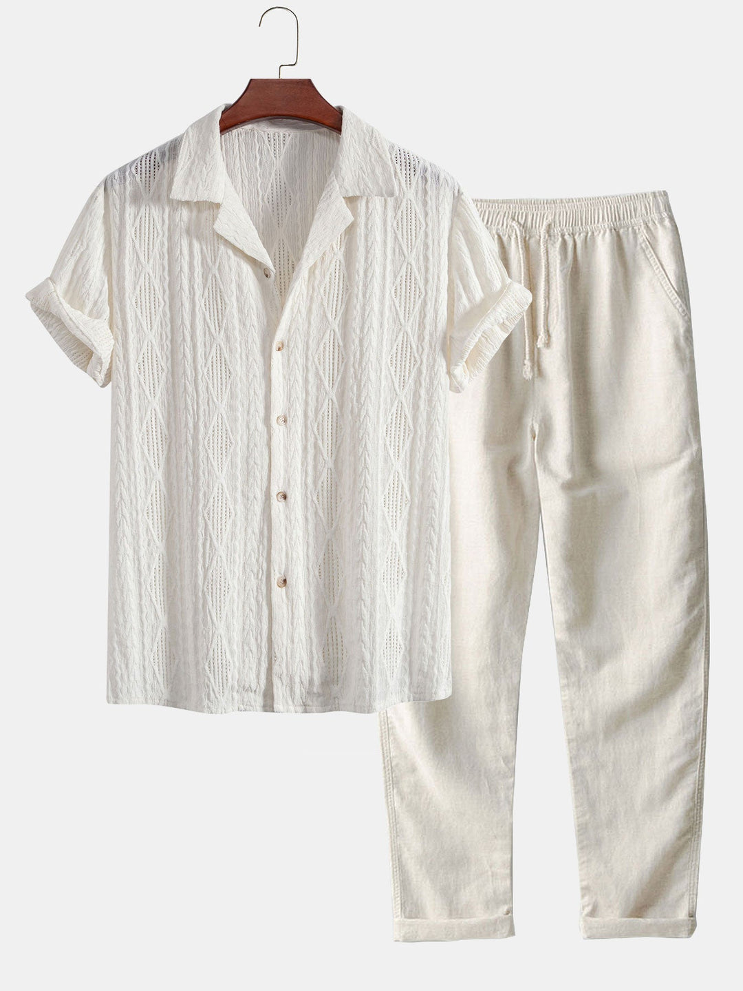 Jacquard Cuban Shirt & Straight Leg Linen Pants