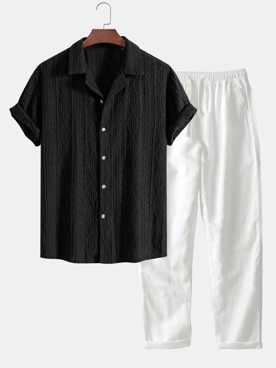 Jacquard Cuban Shirt & Straight Leg Linen Pants