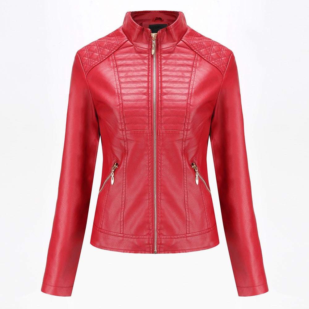 Damen Kunstlederjacke mit modischem Steppmuster Heidi-Mode