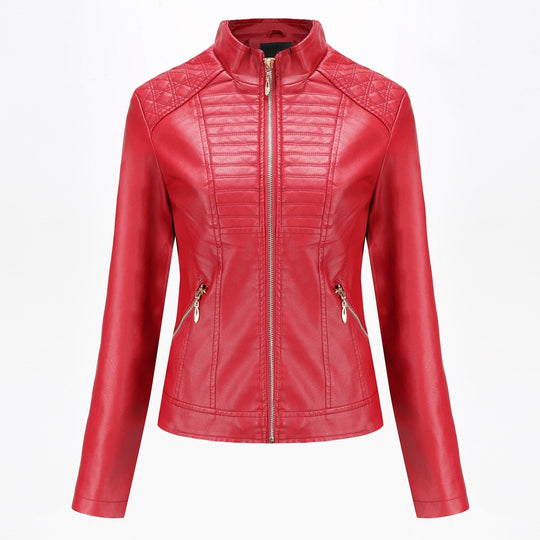 Damen Kunstlederjacke mit modischem Steppmuster Heidi-Mode
