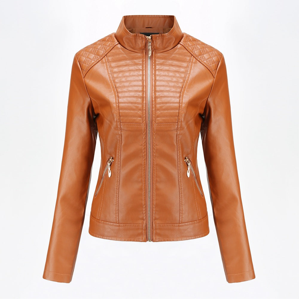 Damen Kunstlederjacke mit modischem Steppmuster Heidi-Mode