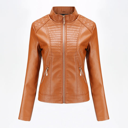 Damen Kunstlederjacke mit modischem Steppmuster Heidi-Mode