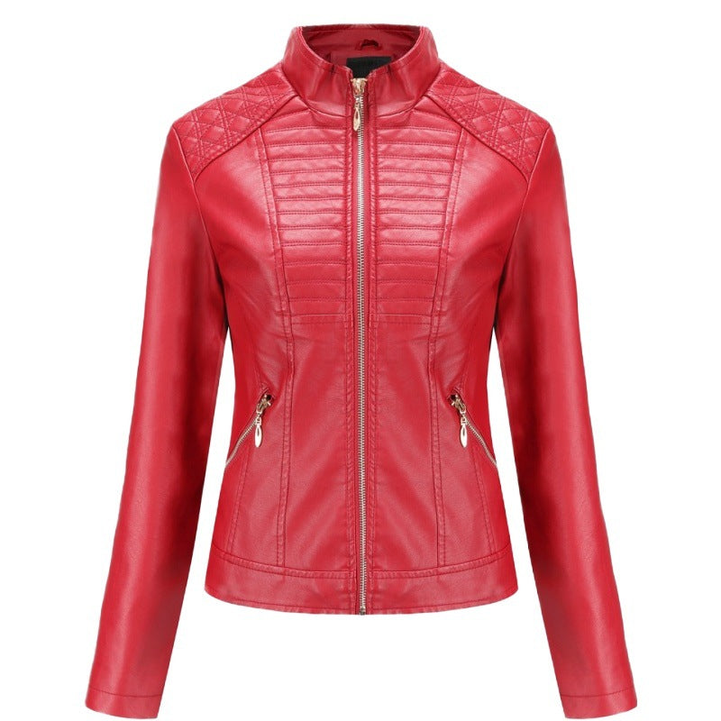 Damen Kunstlederjacke mit modischem Steppmuster Heidi-Mode