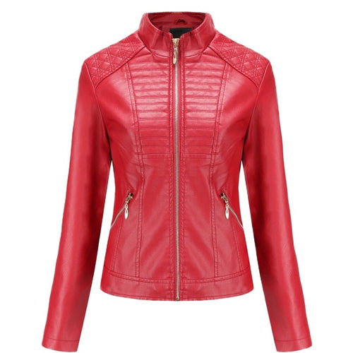 Damen Kunstlederjacke mit modischem Steppmuster Heidi-Mode