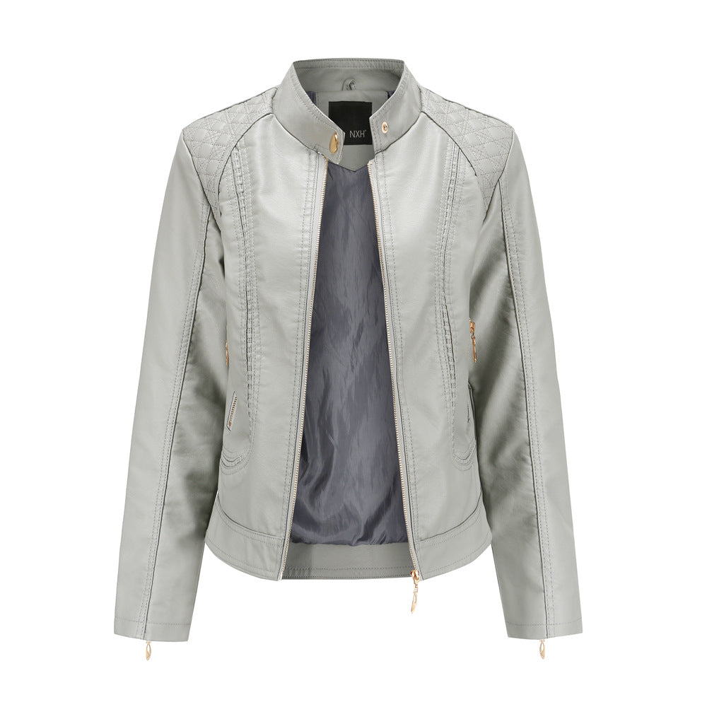 Damen Kunstlederjacke mit modischen Steppdetails Heidi-Mode