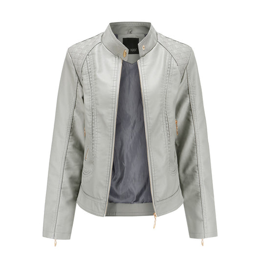 Damen Kunstlederjacke mit modischen Steppdetails Heidi-Mode