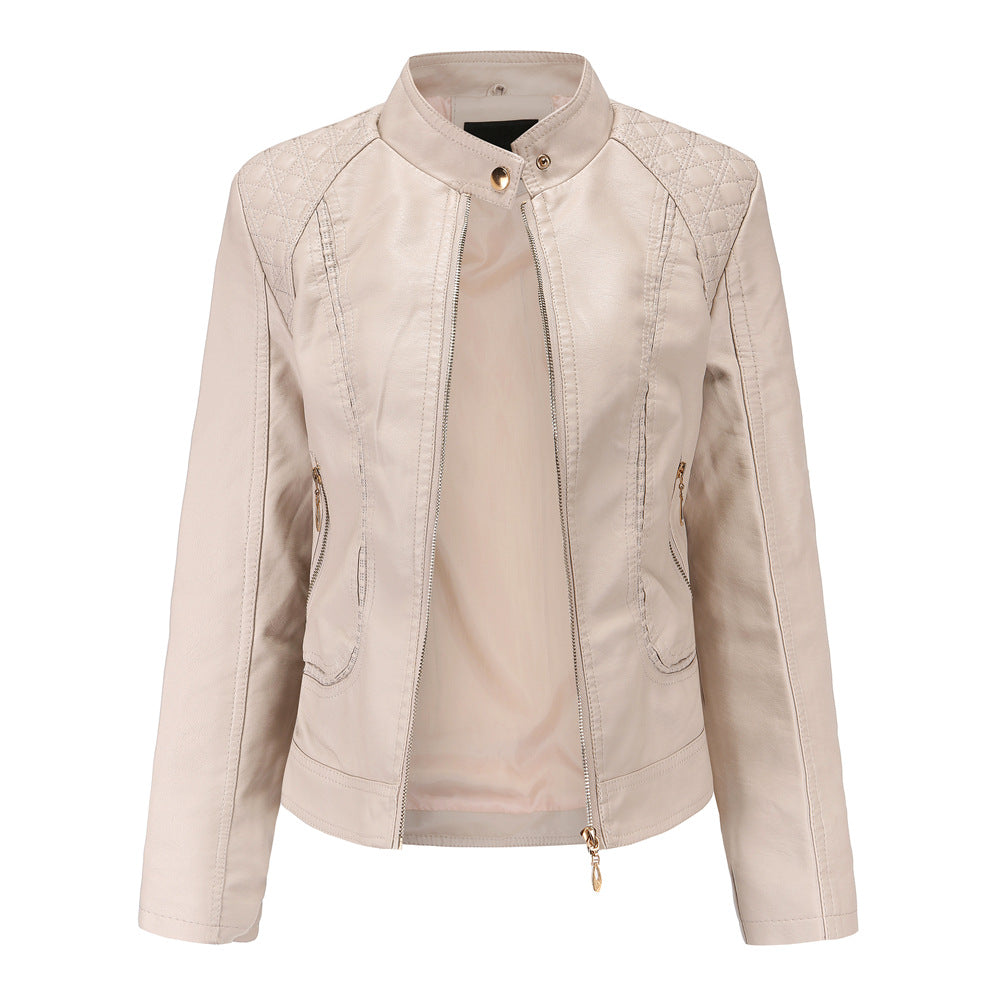 Damen Kunstlederjacke mit modischen Steppdetails Heidi-Mode