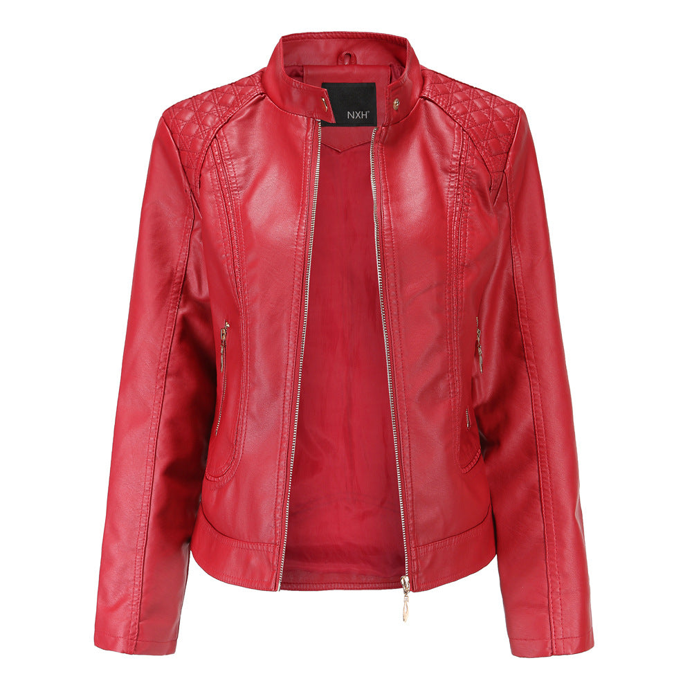 Damen Kunstlederjacke mit modischen Steppdetails Heidi-Mode