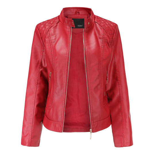 Damen Kunstlederjacke mit modischen Steppdetails Heidi-Mode