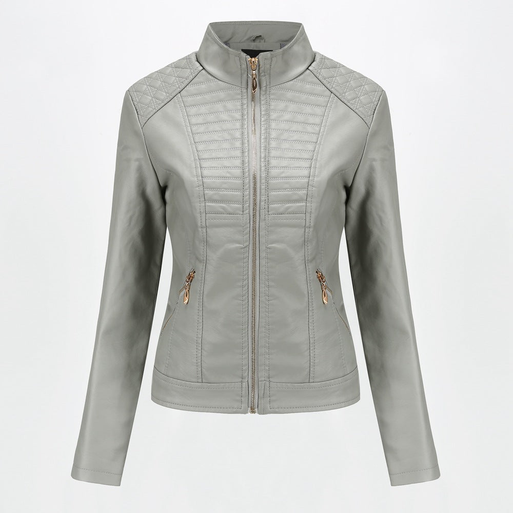 Damen Kunstlederjacke mit modischem Steppmuster Heidi-Mode