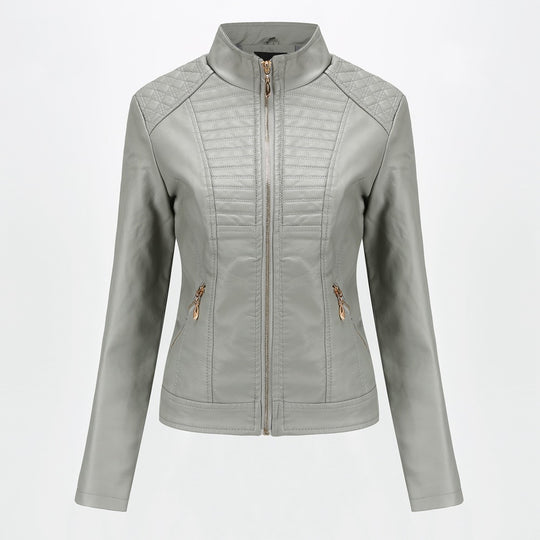 Damen Kunstlederjacke mit modischem Steppmuster Heidi-Mode