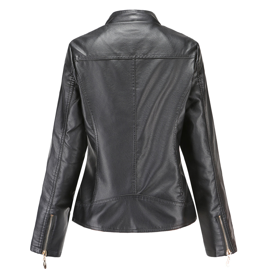 Damen Kunstlederjacke mit modischen Steppdetails Heidi-Mode