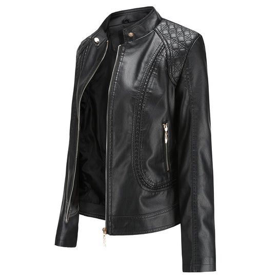 Damen Kunstlederjacke mit modischen Steppdetails Heidi-Mode