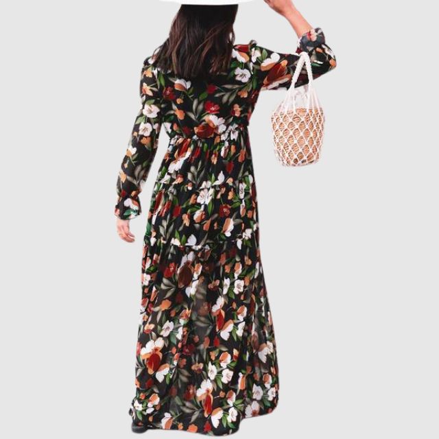 Chiffon-Maxikleid mit floralem Druck