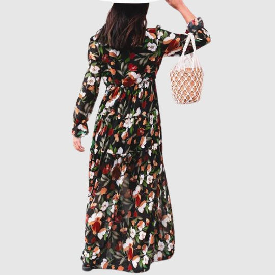 Chiffon-Maxikleid mit floralem Druck