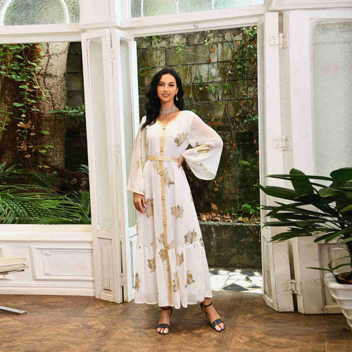 Heidi-Mode | Mittelöstlicher Dubai Bronzer Chiffon Kaftan Kleid