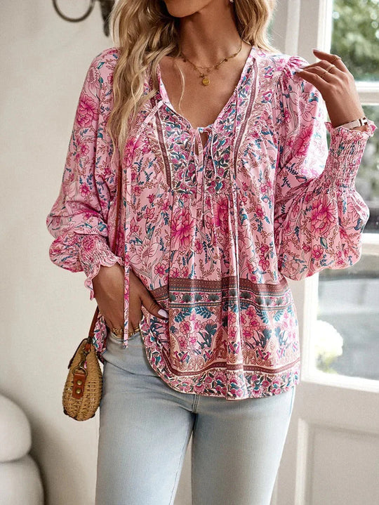 Heidi-Mode | Blumenbluse Mit Langen Ärmeln Für Damen