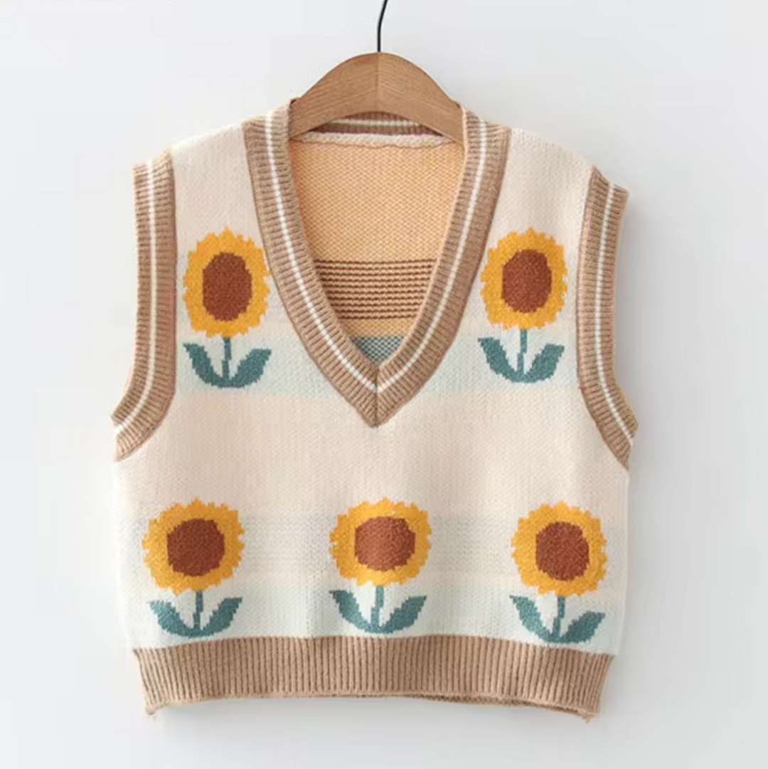 Heidi-Mode | Gestrickte Ärmellose Weste mit Rundhalsausschnitt