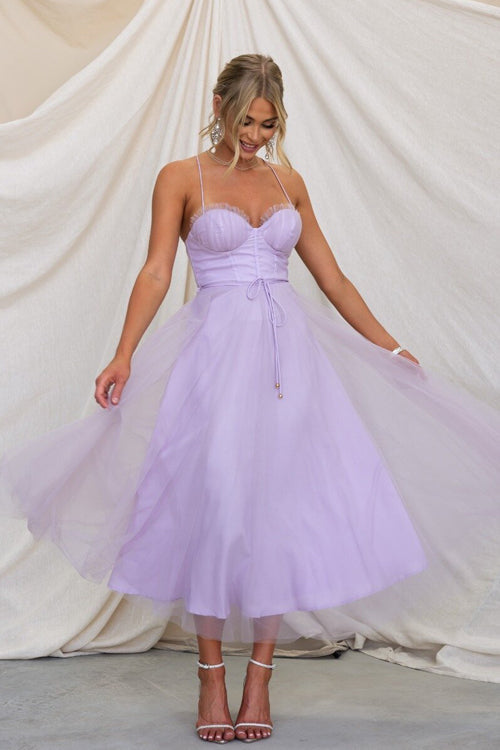 Heidi-Mode | Rare Beauty Tüll Rückenfreies Midi Kleid
