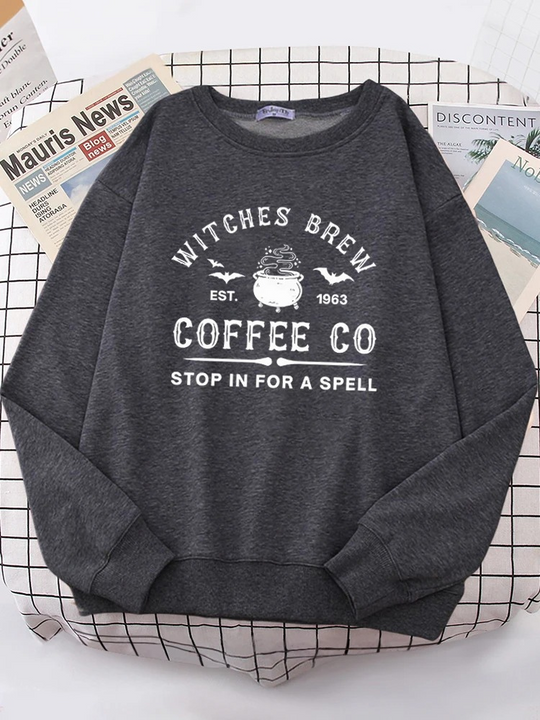 Heidi-Mode | Lustiges Sweatshirt mit "witches Brew Coffee Co" Print Damen Pullover