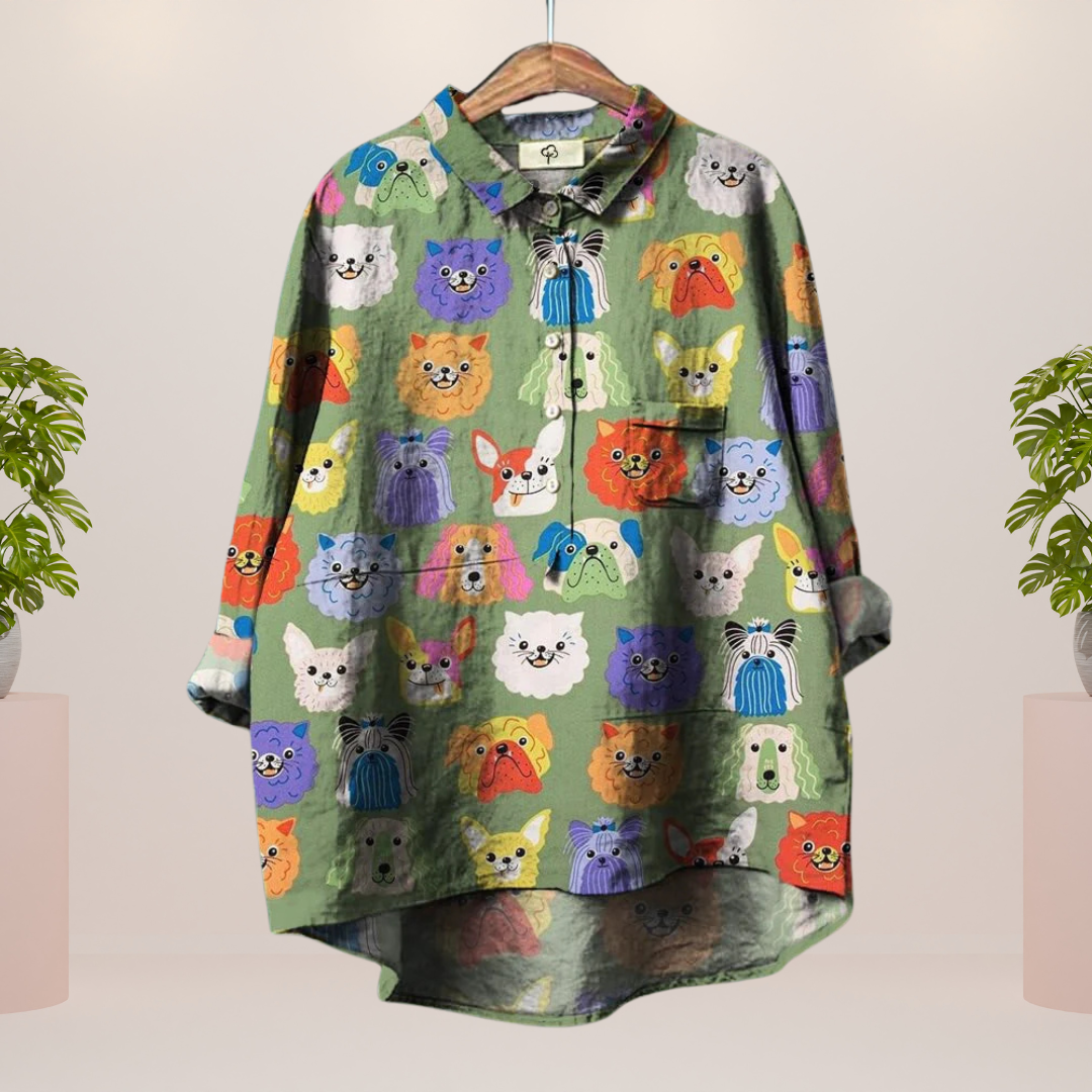 Heidi-Mode | Exklusives Damenhemd mit Kunstdruck