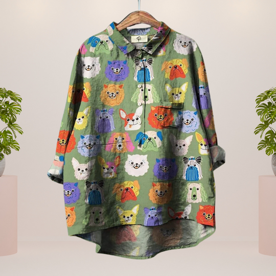 Heidi-Mode | Exklusives Damenhemd mit Kunstdruck