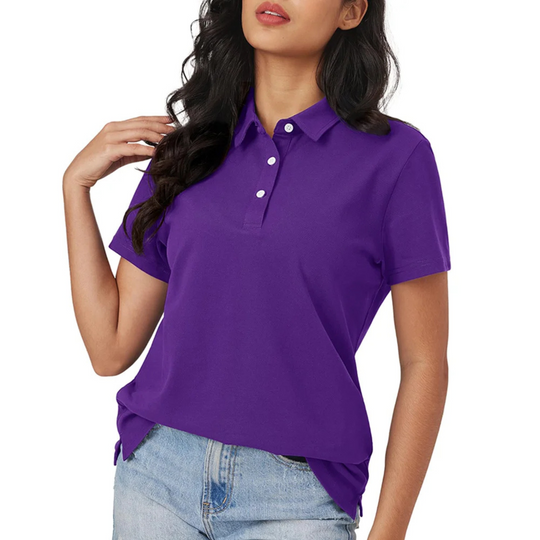 Heidi-Mode | Blaue Seide Atmungsaktiv Leichtgewicht Damen Polo