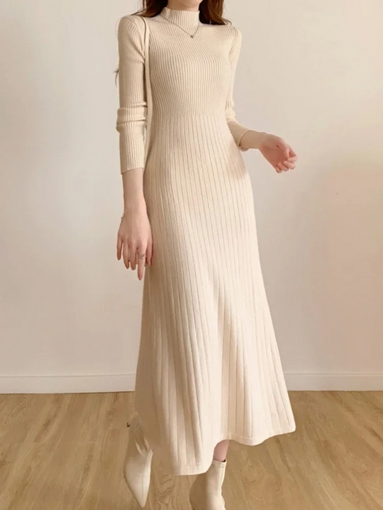 Strick Maxi-Kleid Mit Langen Ärmeln Damen