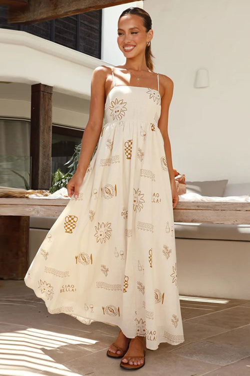 Heidi-Mode | Living Is Easy Ärmelloses Gedrucktes Maxikleid