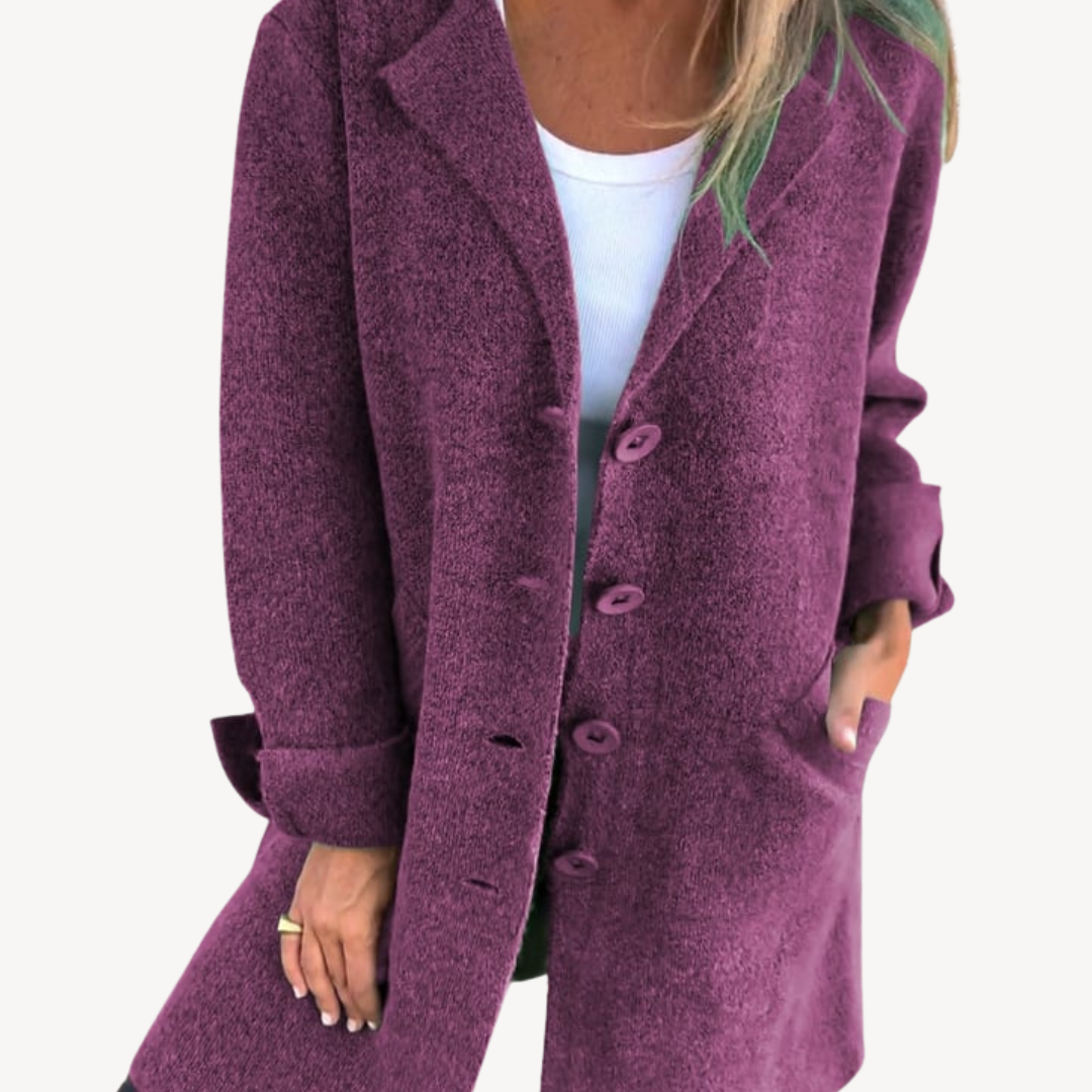 Heidi-Mode | Frauen Wollmischung Langjacke mit Knopfverschluss