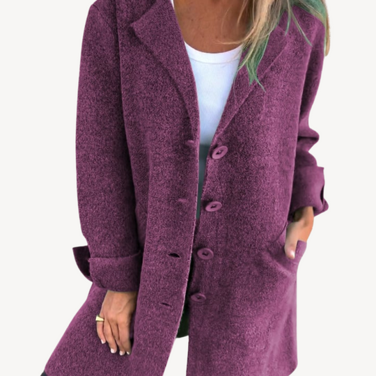 Heidi-Mode | Frauen Wollmischung Langjacke mit Knopfverschluss