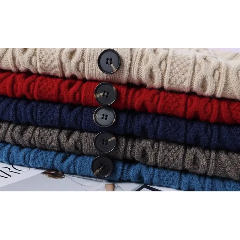 Heidi-Mode | Strickjacke Damen mit Rundhals und Knopfschluss