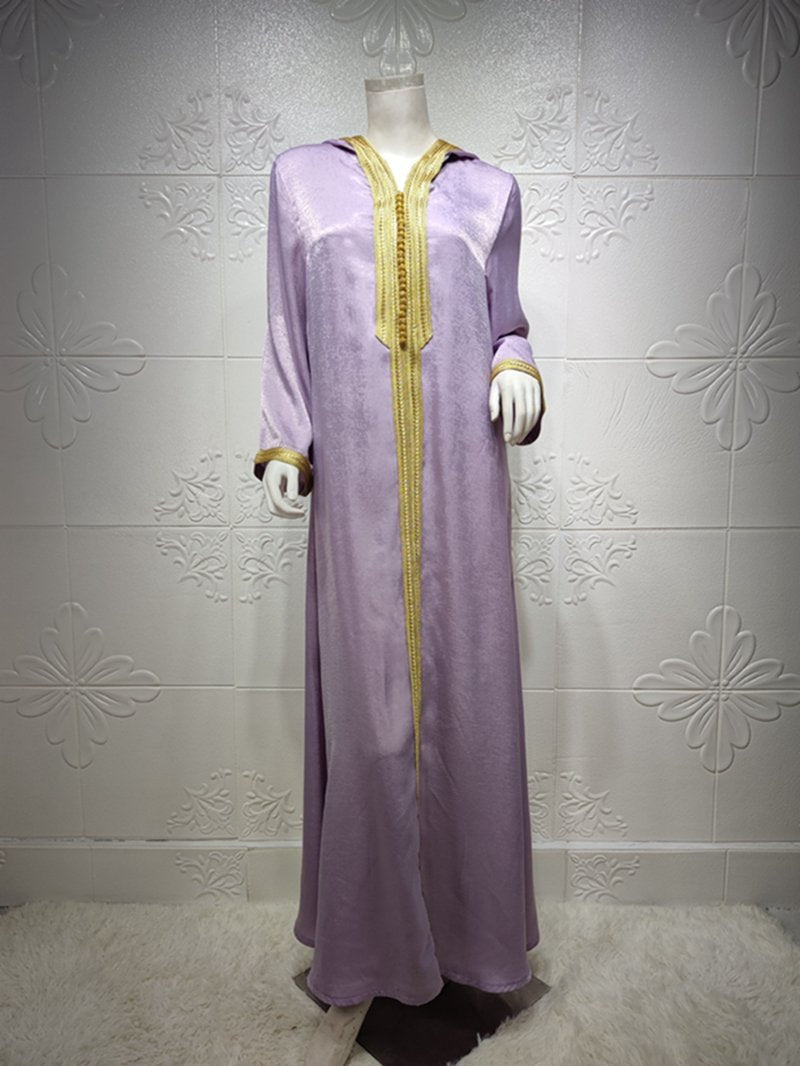 Heidi-Mode | Kapuze Samt Frauen Kaftan Kleid Jalabiya Jalaba