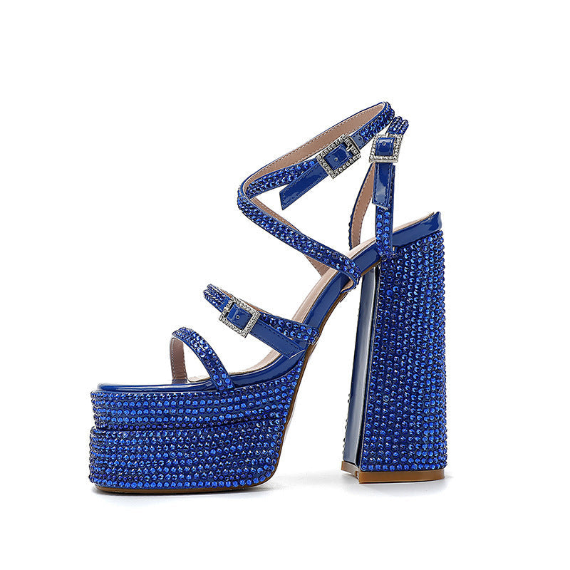 Heidi-Mode | Damen Dicke Hochhackige Plateausandalen