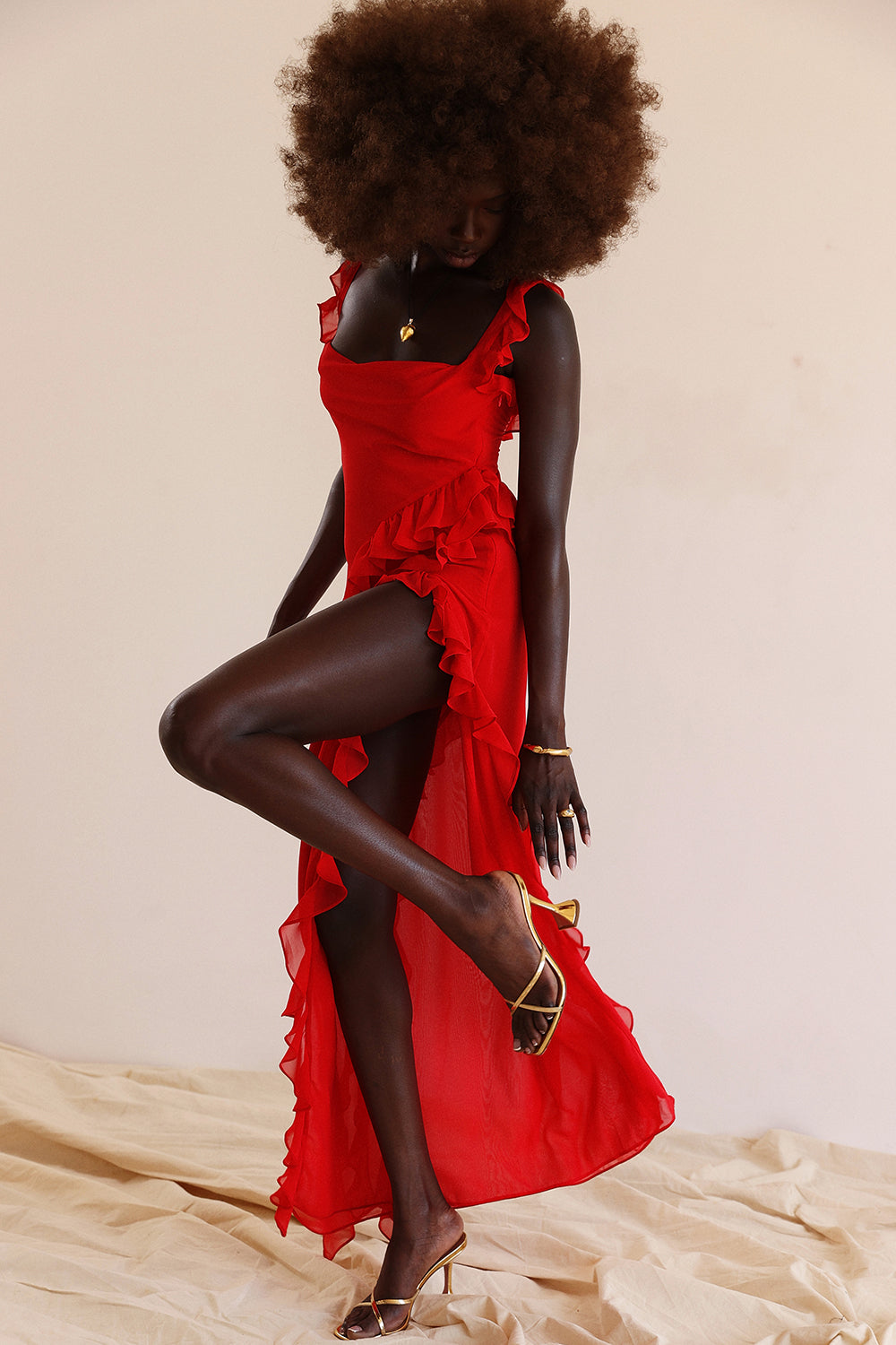 Heidi-Mode | Rüschenseitenschlitz-Partykleid