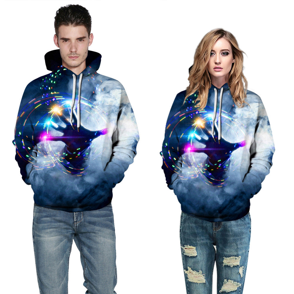 Damen Kapuzensweatshirt mit künstlerischem Blutspritzendesign und origineller Schriftzug Heidi-Mode