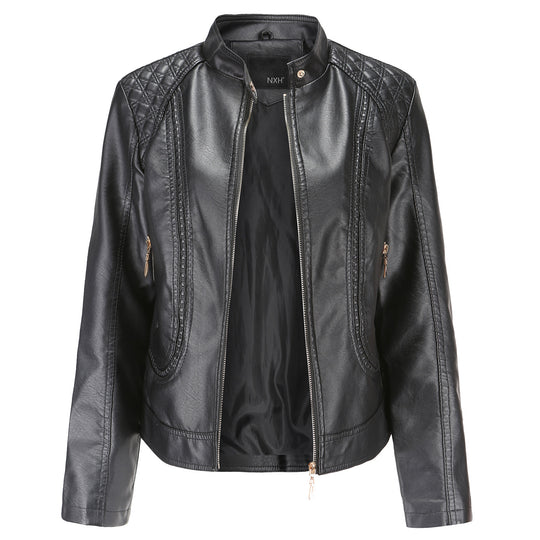 Damen Kunstlederjacke mit modischen Steppdetails Heidi-Mode