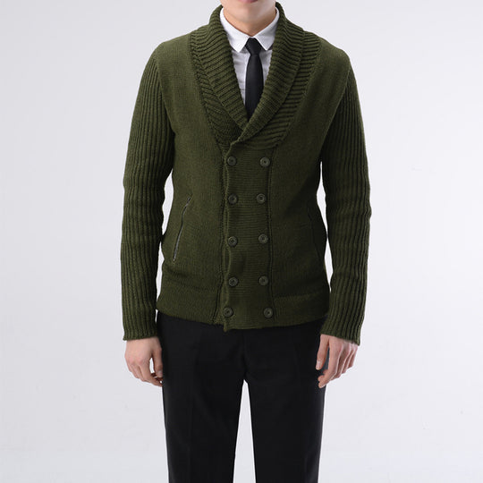 Herren modische Strickjacke mit doppelter Knopfleiste und seitlichen Reißverschlusstaschen Heidi-Mode